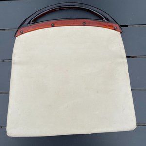 Vintage leather clutch purse, cream colour